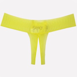 Calcinha Fio Dental Aberta em Tule - Celestial - Amarelo 