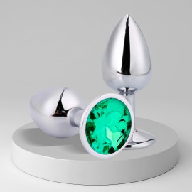 Plug anal hard ao inox - Verde esmeralda 7x3cm P