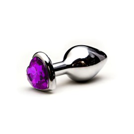 Plug anal ao inox - formato corao  roxo - P