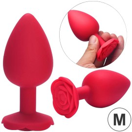 Plug Anal em silicone - Formato de Rosa - Tamanho M - 8,5X4,0 - SI