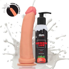  Kit Splash - Pnis Que Ejacula 18x4,5cm + Semen Lub Morango Lubrificante