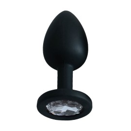 Plug Anal em Silicone com Pedra - Tamanho P - Preto