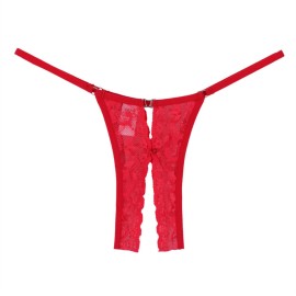 Calcinha em Renda Aberta com Biju Gancho - Free - Vermelho