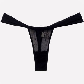 Calcinha Fio Dental em Tule Tipo Cortininha - Gamei - Preto