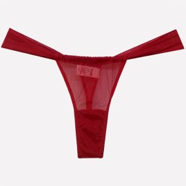 Calcinha Fio Dental em Tule Tipo Cortininha - Gamei - Vermelho