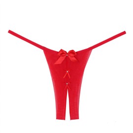Calcinha Aberta em Tule Dobrado com Laos - Gina - Vermelho