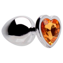 Plug anal ao inox - formato corao  dourado - M