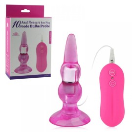 Plug Anal com ventosa - 10 vibraes - rosa