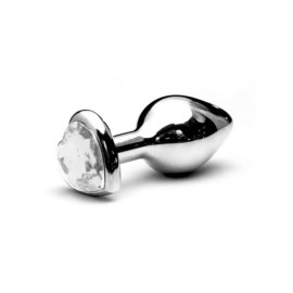 Plug anal ao inox - formato corao  transparente - M