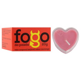 Vela para massagem beijvel-  fogo e paixo morango 