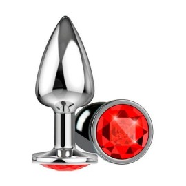 Plug anal hard ao inox - G vermelho