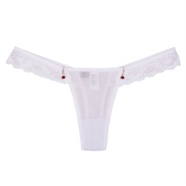 Calcinha bsica em Tule e Renda com Bijus - Deslumbrada - Branco