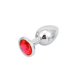 Plug anal hard a�o inox - vermelho-  M