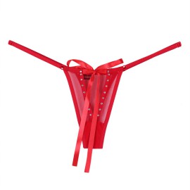Calcinha Aberta na Frente com Lao e Strass - Sexta-feira - Vermelho