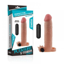 Capa peniana cyber skin com vibrao e anel peniano para o escroto 