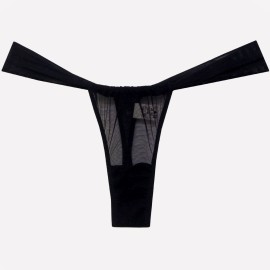 Calcinha Fio Dental em Tule Tipo Cortininha - Gamei - Preto