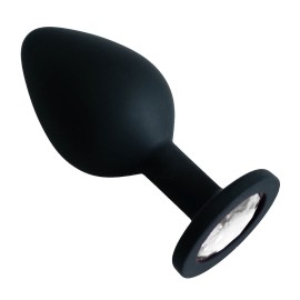Plug Anal em Silicone com Pedra - Tamanho M Preto