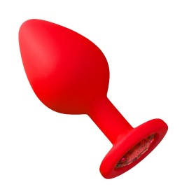 Plug Anal em Silicone com Pedra - Tamanho M Vermelho