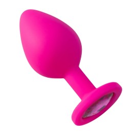 Plug Anal em Silicone com Pedra - Tamanho M Pink 