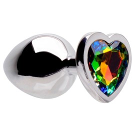 Plug anal ao inox - formato corao  fruta cor - M