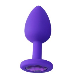 Plug Anal em Silicone com Pedra - Tamanho P - Roxo