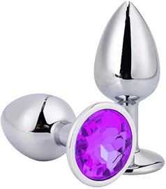 Plug anal hard ao inox - M roxo