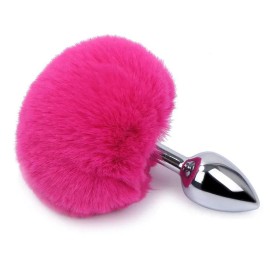 Plug Anal em Ao - Pompom de Coelho - Tamanho - P - Rosa