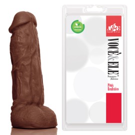 Dildo Kong com testculo 19,5x5,5cm - marrom