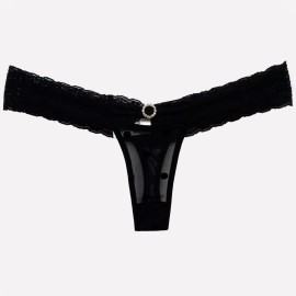 Calcinha Sexy em Tule e Renda de Luxo - Aperitivo - Preto