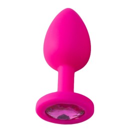 Plug Anal em Silicone com Pedra - Tamanho P - Pink 