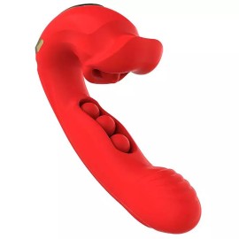 Vibrador de Ponto G com Bolinhas e Clitris com Movimento de Boca 