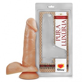 Dildo com escroto e ventosa - Pura luxria 16X3,5cm