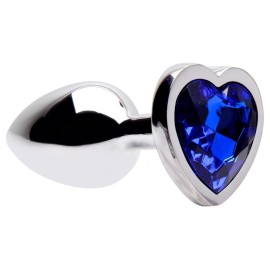 Plug anal ao inox - formato corao  azul - P