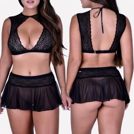 Conjunto sexy glria  - preto 