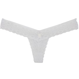 Calcinha Fio Dental em Renda Conforto com Biju - Solteira - Branco
