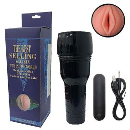 Masturbador Lanterna formato de Vagina com Vibro Recarregvel - The Best